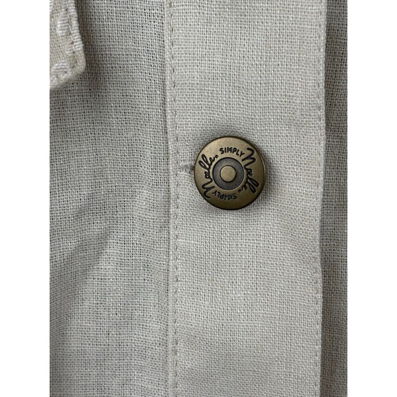 Simply Noelle Jacket Women S/M 8-10 Beige Linen Lace Ruffle Hem Rivet Button - Picture 7 of 13